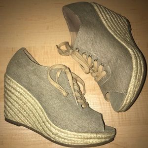 Two Tone a.n.a Open Toe Wedges